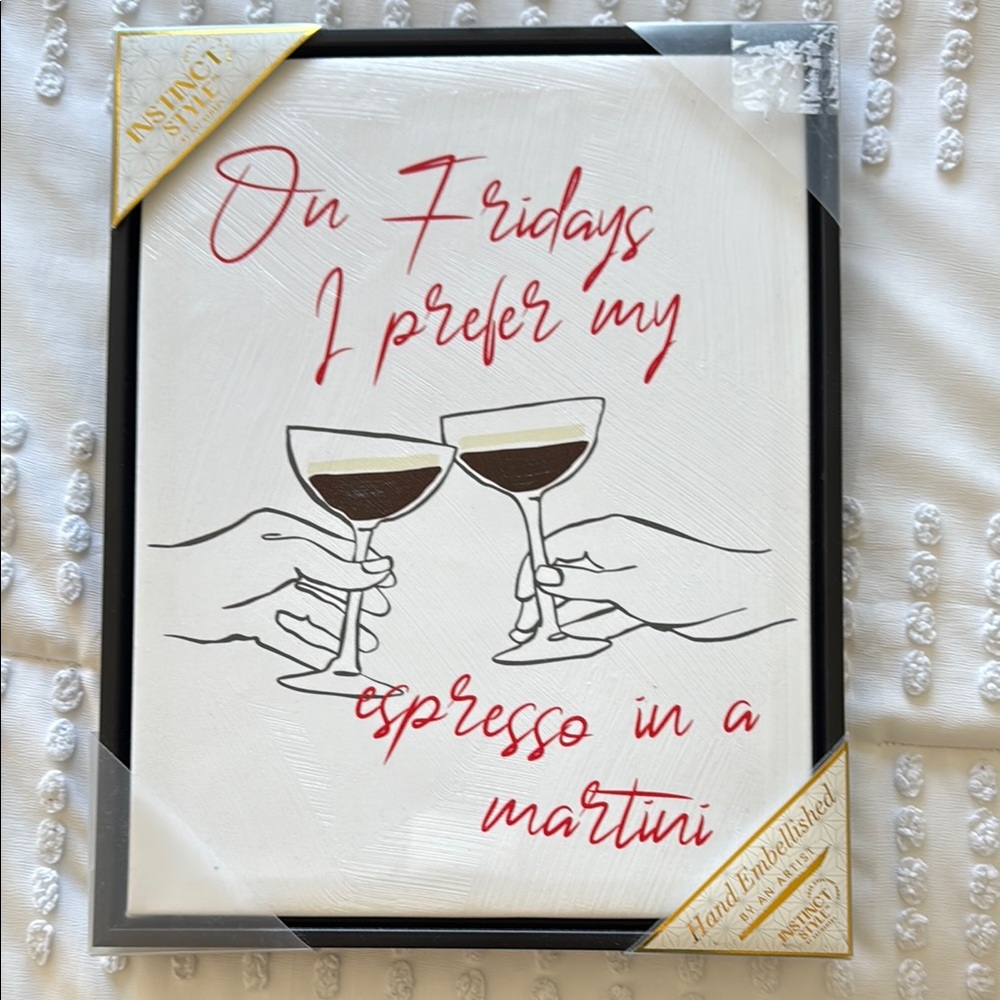 NEW Espresso Martini Wall Art with Black Frame